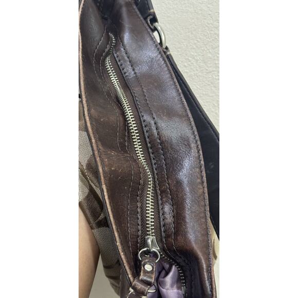 Coach Shoulder Brown Signature Bag Purple Lining - Picture 9 of 13